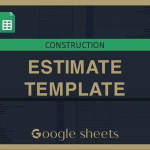 Construction Estimate Template - Neat & Organised. Huge pre - built tasks and activity database. Completely Customisable. Google Sheets