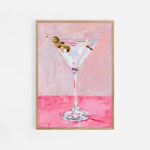 Martini Print Cocktail Martini Bar Warenkorb Dekor adretter Wohnheim Dekor Alkohol Retro Wand Kunst trendige Drucke Wohnung maximalist funky Wohndekor
