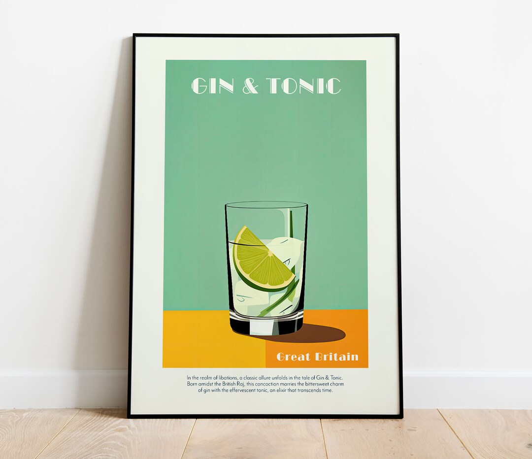Gin and Tonic Print, Gin and Tonic Cocktail Print, Gin and Tonic Poster