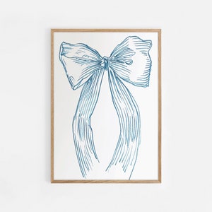 Coastal Granddaughter Vintage Hair Bow Art Print for Coastal Aesthetic Watercolor Vintage Art Print for Vintage Art Decor Coastal