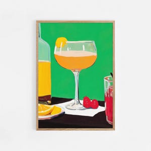 サマーカクテルプリント、ピンクのプレッピーバーカートアートプリント、レトロな装飾、ドリンクペインティング、印刷可能なアート、トレンディなウォールアート、デジタルプリント | #965