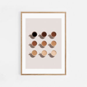 Coffee Print, Shades Of Coffee Print, Shades Of Coffee Poster, Coffee Wall Art, Gifts, Coffee Lovers Gift, Kitchen Art, Kitchen Poster, Cafe image 1