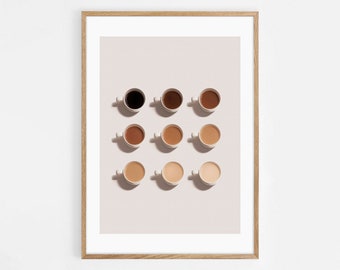Kaffee Print, Shades Of Coffee Print, Shades Of Coffee Poster, Kaffee Wandkunst, Geschenke, Kaffee Liebhaber Geschenk, Küchen Kunst, Küchen Poster, Cafe