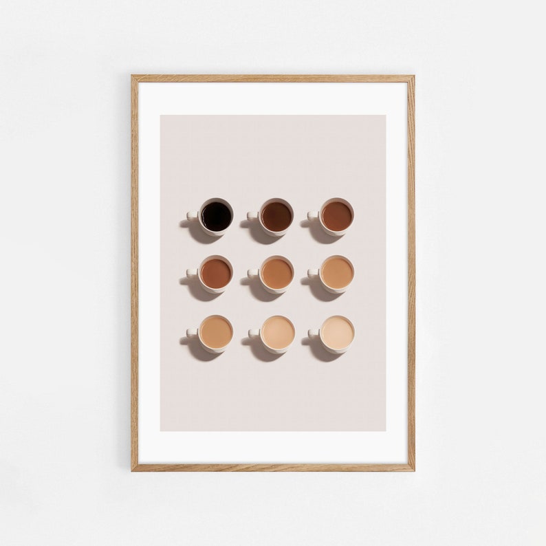 Coffee Print, Shades Of Coffee Print, Shades Of Coffee Poster, Coffee Wall Art, Gifts, Coffee Lovers Gift, Kitchen Art, Kitchen Poster, Cafe image 1