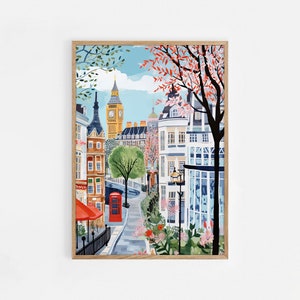 Lámina de arte de Londres, arte mural de Londres, lámina de arte de Inglaterra, póster de Londres, regalo de Londres, regalo de viaje, póster de viaje, inauguración de la casa, regalo de boda