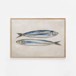 Sardines Art Print, Oil Painting Print, Oil Painting Still Life, Sardine Print, Fish Art, Restaurant Art, Kitchen Decor | #1015