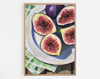 Vijgenprint, print fruitmarkt, botanische poster, keukenmuurkunst, vijgenposter, abstracte muurkunst, afdrukbare vijg, trendy, kamerdecoratie | #732