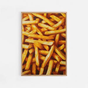 Fancy French Fries, Fast Food Still Life Oil Painting, Food Print, Cafe Kitchen Art, Digital Fine Print Trendy Poster, Printable Art | #959