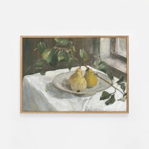 Pear Painting, Country Kitchen Wall Art, Fruit Print, PRINTABLE ART, Vintage Fruit Still Life, Neutral Kitchen Art, Rustic Farmhouse Print