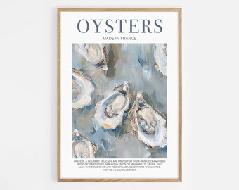 Italian Oysters Print, Oysters Illustration, Beachy Kitchen Art, Kitchen Wall Art, Italy Wall Art, Food Wall Art, Oil Painting Oyster Print