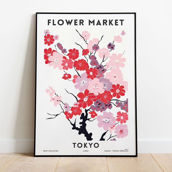 Flower Market Art Print | Tokyo Flower Market Posters | Colourful Floral Gallery Wall | Modern Wall Art | Botanical Poster