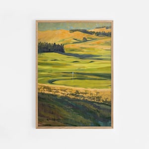 Golf Vintage Painting Landscape Art Print | Vintage Golf Course Wall Art | Golf Fan Gifts | Downloadable Printable Wall Decor