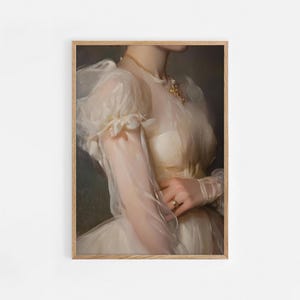 Vintage Close-Up of a Woman with Pearls and Lace Art Print Detailed Victorian Printable Art Romantic Fine Art Gift Digital Download | #957