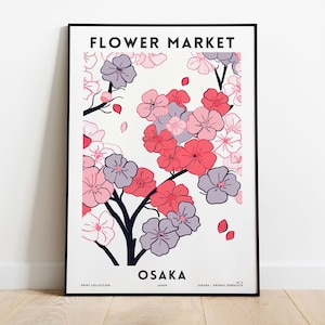 Flower Market Art Print | Osaka Flower Market Posters | Colourful Floral Gallery Wall | Modern Wall Art | Botanical Poster