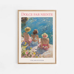 Dolce Far Niente, Italian Summer Poster, La dolce vita print, Vintage Poster coquette room decor, Prints Italy, European Summer, Hot Girl