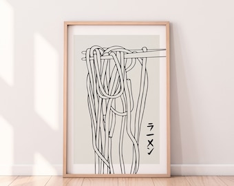 Ramen Print Noodles Illustration Printable Kitchen Poster Japanese Food Ramen Poster Printable Ramen Modern Kitchen Art Food Wall Art