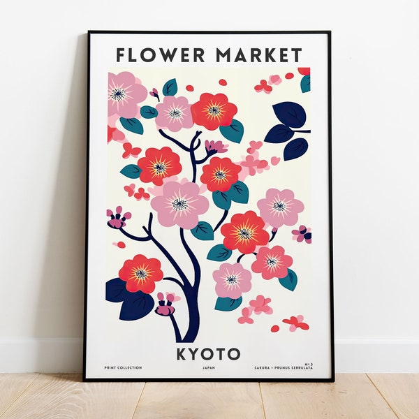 Flower Market Art Print | KYOTO Flower Market Posters | Colourful Floral Gallery Wall | Modern Wall Art | Botanical Poster