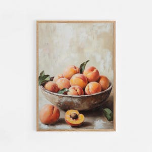 Peaches Painting PRINTABLE, Vintage Peaches Print, Summer Fruits Decor, Vintage Kitchen Art Digital Download, Rustic Orange Fruit Art | #993