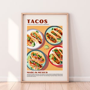 Tacos Poster, Tacos Art Print, Cuisine Art Print, Cuisine Poster, Mexican Tortilla, Tortilla Wrap Art, Tortilla Art Print, Tortilla Poster
