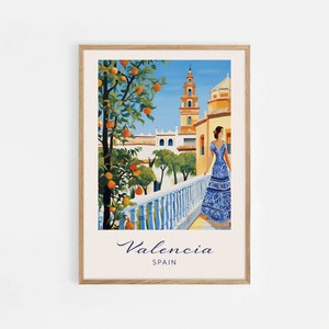 Valencia Wall Art Prints, Valencia Spanje Sinaasappelen Print, Valencia Poster, Fruitmarkt Prints, Afdrukbare Muurkunst, Keuken Woonkamer Kunst