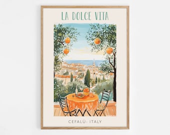 Amalfikust, Italië Art Print, La Dolce Vita, retro reisposter (digitale download)