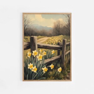 Spring Daffodils Printable Wall Art, Spring Flower Painting, Spring Floral Home Decor, Vintage Spring Flower Painting, Digital Download #912