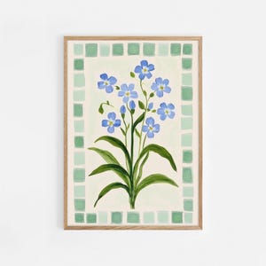 ブルーリリーのヴィンテージフローラルブーケプリント、水彩画、デジタルダウンロード可能なウォールアート、トレンディな装飾、ヴィンテージペインティングイングリッシュガーデン | 801