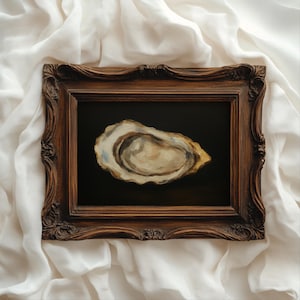 Oyster Art Print, Unframed Oil Painting Print, Oyster Art Still Life, Oyster Oil Painting Art, French Kitchen Art, Restaurant Decor | #1014
