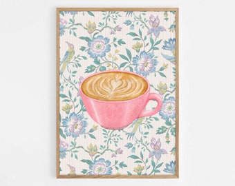 Coffee With Grandma Print, Digital Downloadable Wall Art, Trendy Decor, Abstract Vintage Painting, Cottagecore Decor, Printable Wall Art