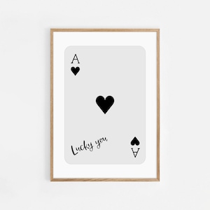 Trendy Ace of Hearts Stampa Lucky You Poster Trendy Retro Wall Art Retro Trendy Aesthetic Stampa Carta da gioco Poster Preppy y2k Room Decor