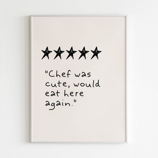 Esthetisch keukendecor schattig koken kunst keuken Wall Art Print minimalistische hart print zwarte chef-kok was schattig print digitale download