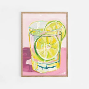 Margarita cocktailkunstafdruk | Digitale download | Stijl olieverfschilderij | Thuisbardecoratie | Direct downloaden, retro cocktailprint, barwagenkunst