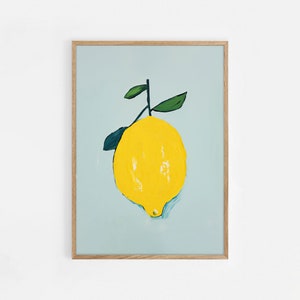 Printable Lemon Kitchen Wall Art, Kitchen Wall Decor Digital Download, Food and Prints, Downloadable Lemon Poster, Minimalistic Lemon Print