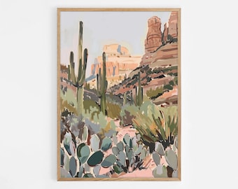 Sedona Desert Digital Art Print, Instant Download, Red Rock Canyon, Arizona Rust, Abstract Landscape, Arizona Desert, Desert Art Prints