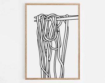Ilustração de macarrão com estampa de ramen para impressão, pôster de cozinha para impressão, comida japonesa, pôster de ramen, arte moderna de cozinha para impressão, arte de parede de comida #703