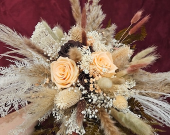 Dried flower bridal bouquet