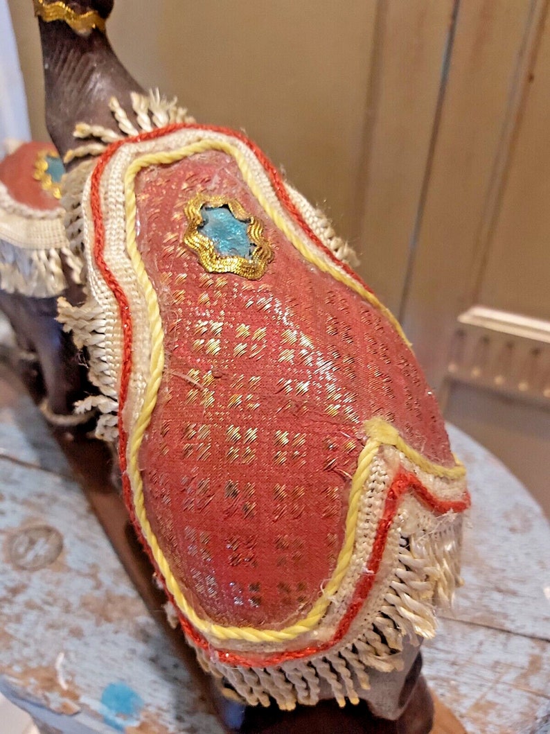 Vintage Wooden Elephant Carving in Full Regalia - Etsy UK