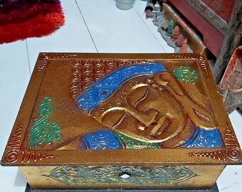 Handmade Jewellery/Trinket Box in a Buddha Face Design From Indonesia - L