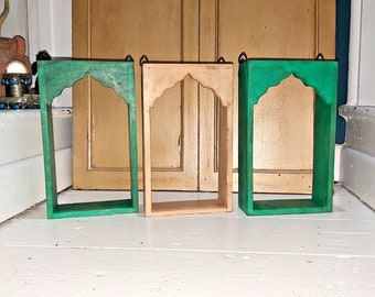 Set Of " Three " Vintage Indian Wooden Temple Shelves