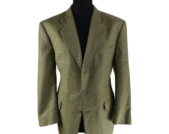 vintage Christian Berg Homme Blazer Plaid Taille 42S US Court Soie Laine y56