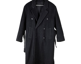 Hugo Boss Grey Men's Coat Double Breasted Overcoat Size 46S US Wool BR20
