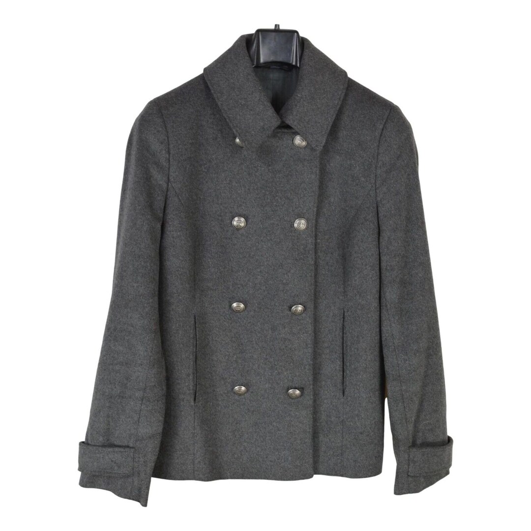 Brooks Brothers Women Wool Blend Grey Peacoat Double Breasted Size L ...