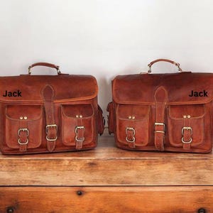 Personalized Leather Motorcycle Bag: Vintage Saddle Panniers, Bike Lover Gift