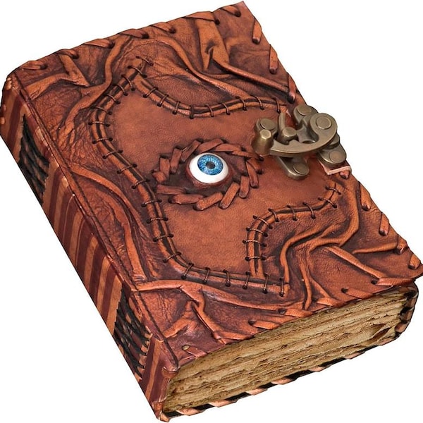 Leather Book of Shadows: Hocus Pocus Spell Grimoire - Deckle Edge Paper