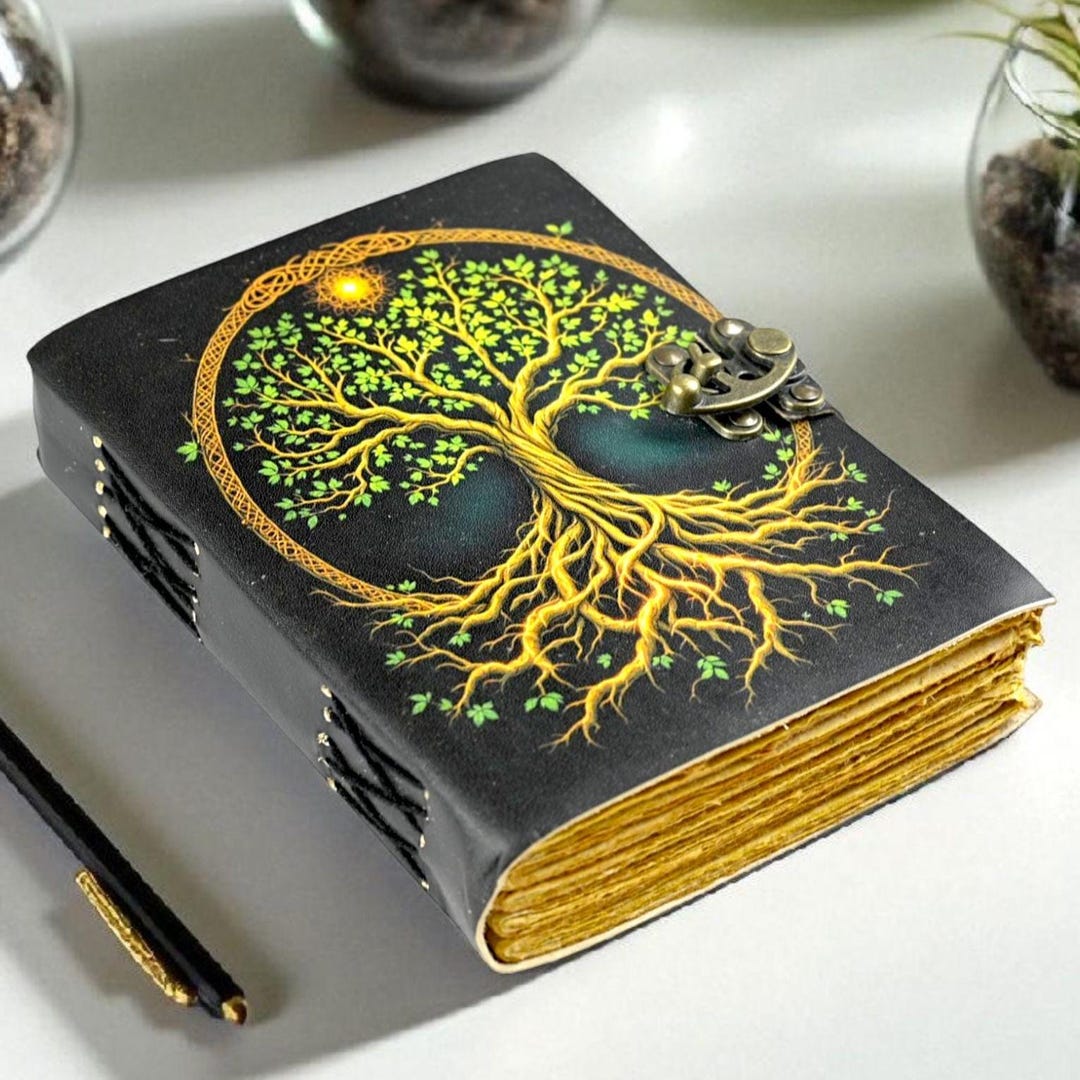 Tree of Life Leather Grimoire Journal: 400 Page Book of Shadows - Etsy