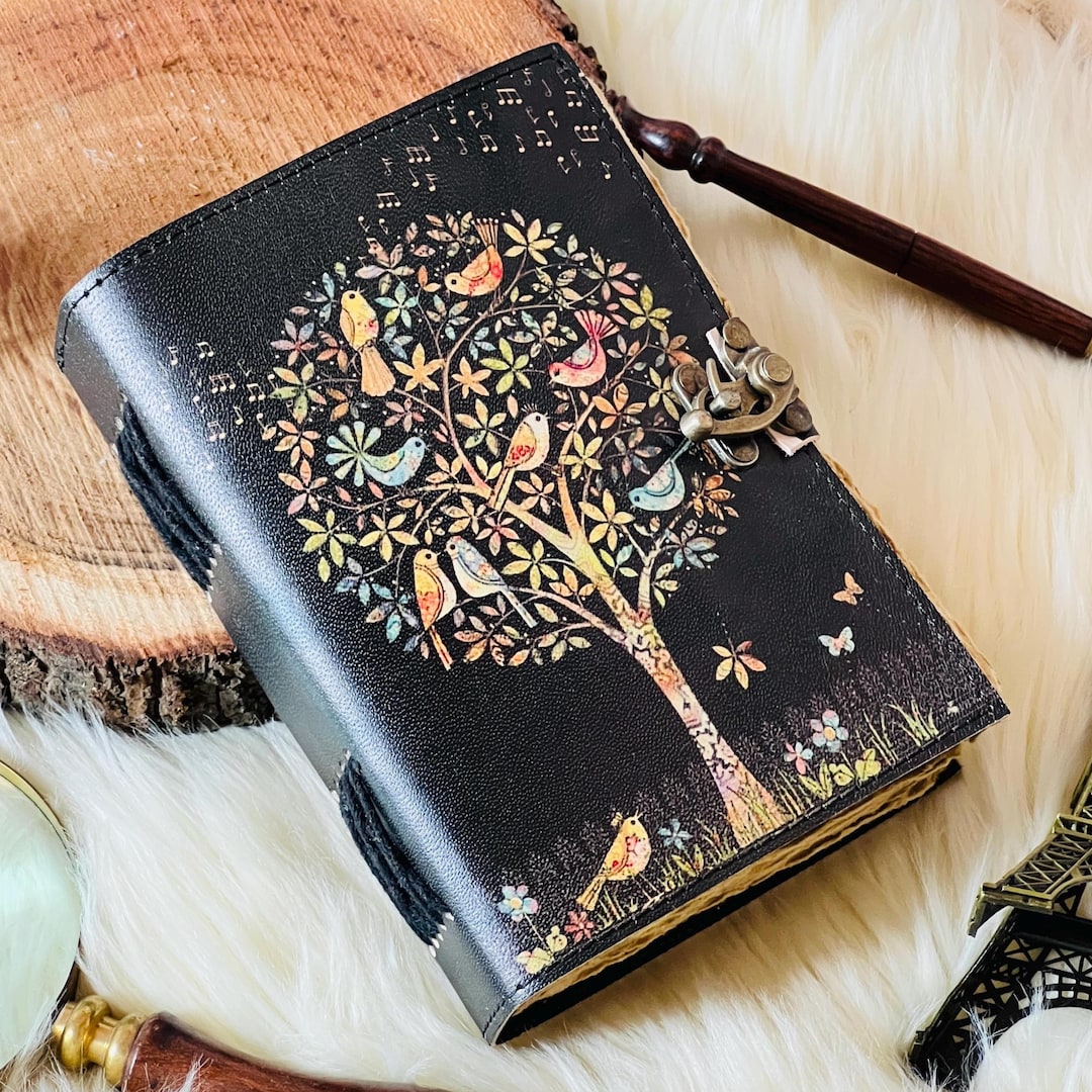 Large Leather Grimoire Journal: Tree of Life Book of Shadows - Etsy