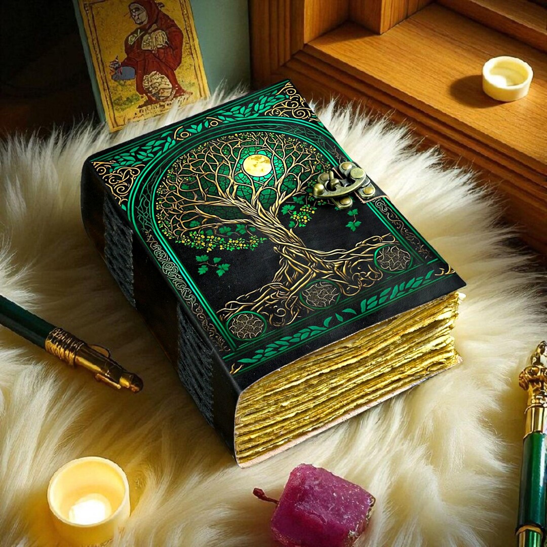 Tree of Life Leather Grimoire Journal: 400 Page Book of Shadows - Etsy