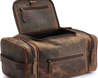 Beauty case in pelle personalizzato: beauty case fatto a mano, regalo per testimoni dello sposo, regalo di Natale