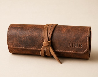 Portacoltelli da chef in pelle fatto a mano / Portacoltelli rustico personalizzato