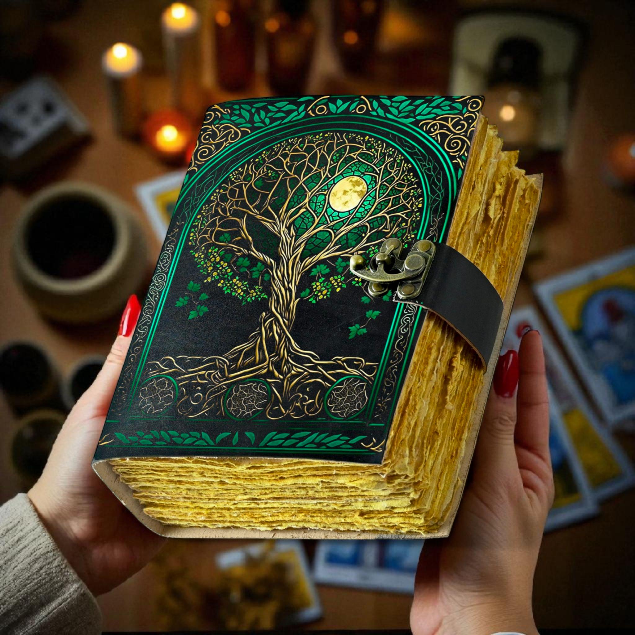 Tree of Life Leather Grimoire Journal: 400 Page Book of Shadows - Etsy